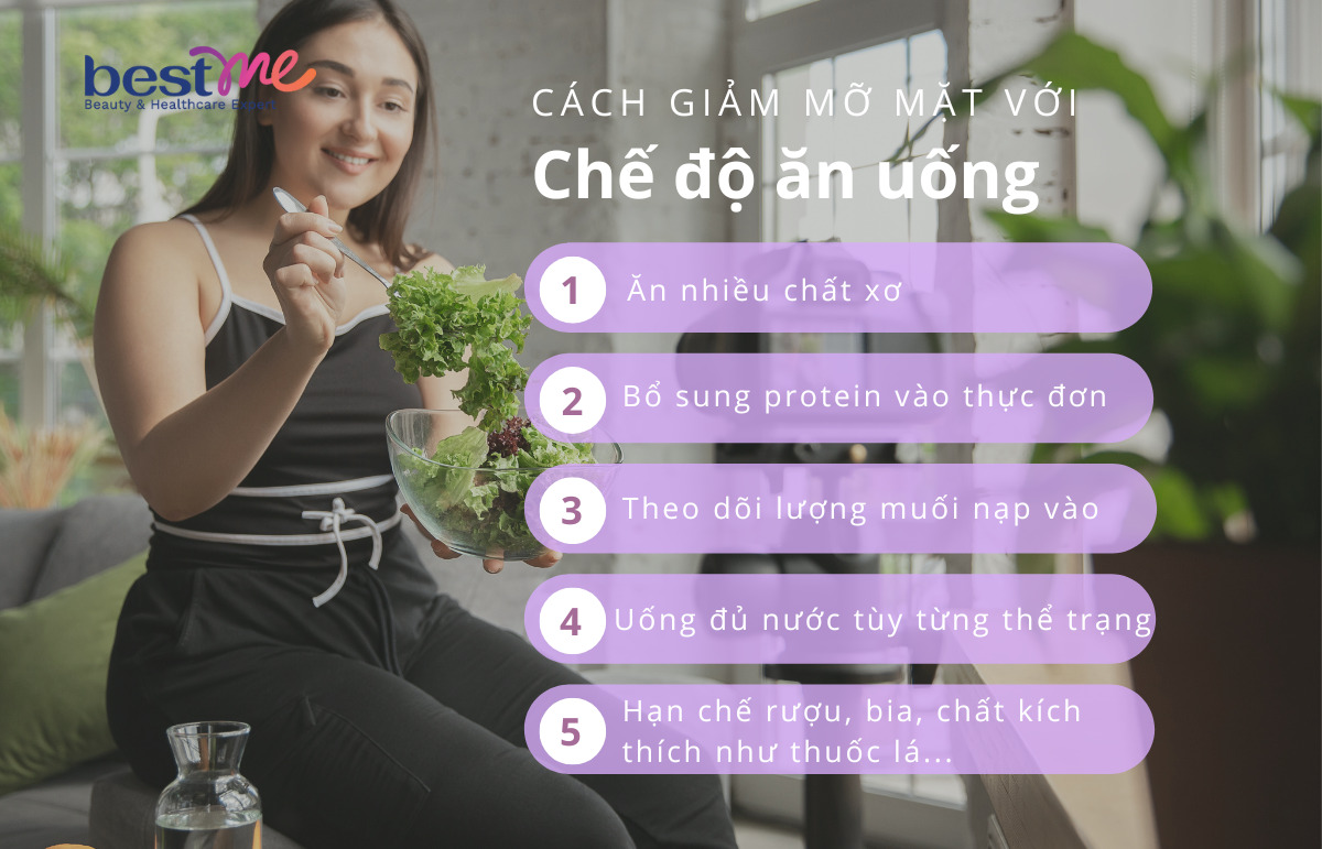 Cách giảm mỡ mặt với chế độ ăn uống