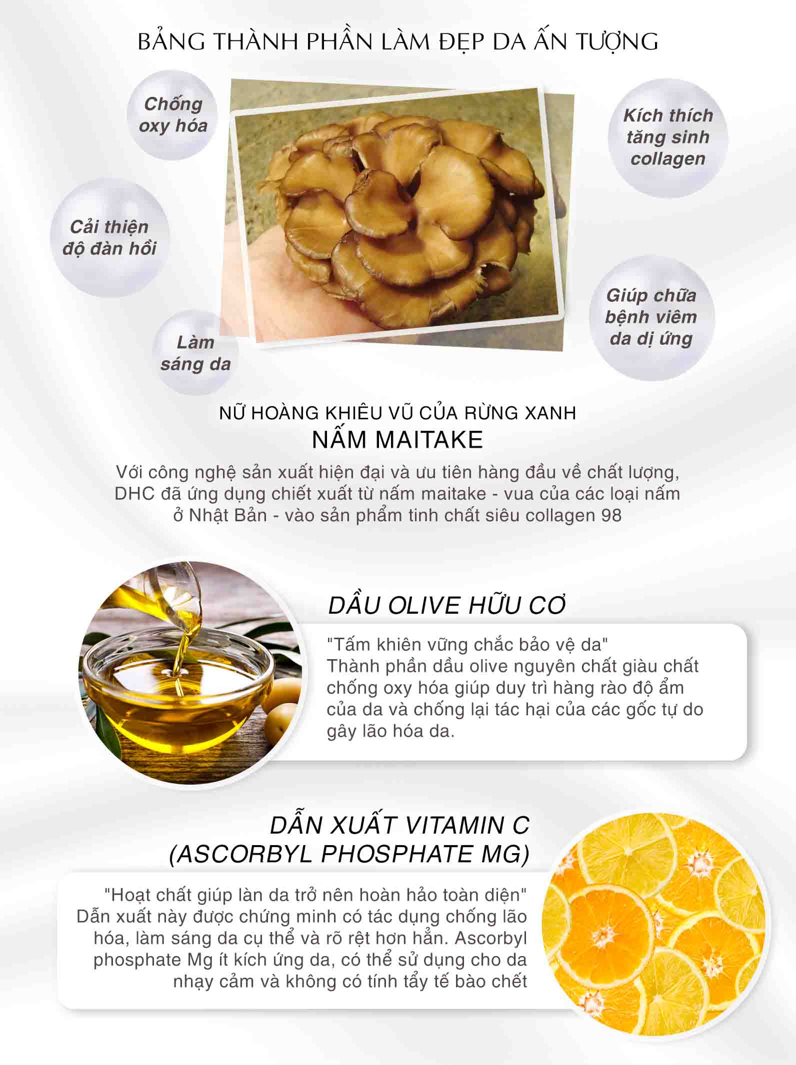 Thành phần tinh chất collagen 98 DHC