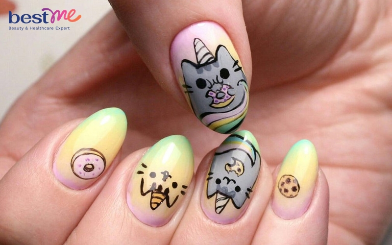 1 Mẹo vẽ móng tay nail kitty dễ thương ở nhà [ có video ]