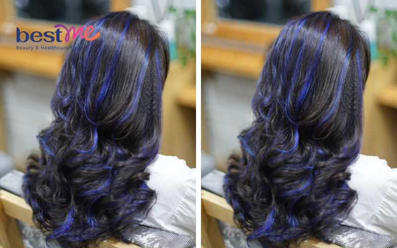 4 kiểu tóc đen móc lai xanh dương cực chất 2023 - 5