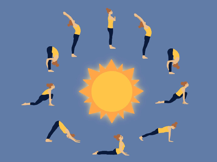 Tư thế yoga chào mặt trời Sun Salutation Pose