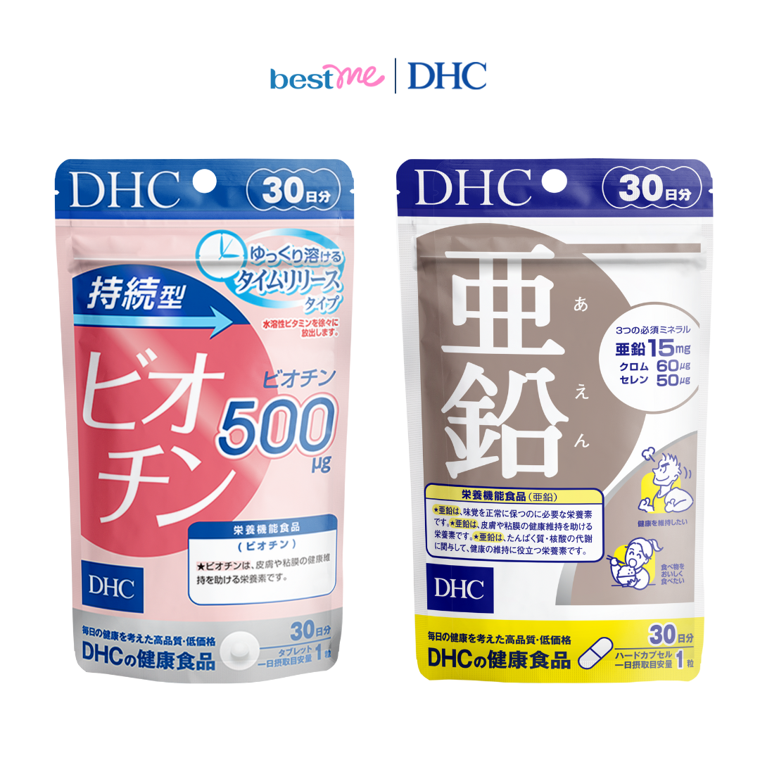 Combo thực phẩm bảo vệ sức khỏe DHC Zinc + DHC Sustained Release Biotin
