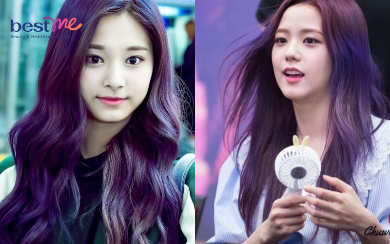 Nhuộm tóc màu tím nho không quá sáng, phù hợp với nhiều phong cách