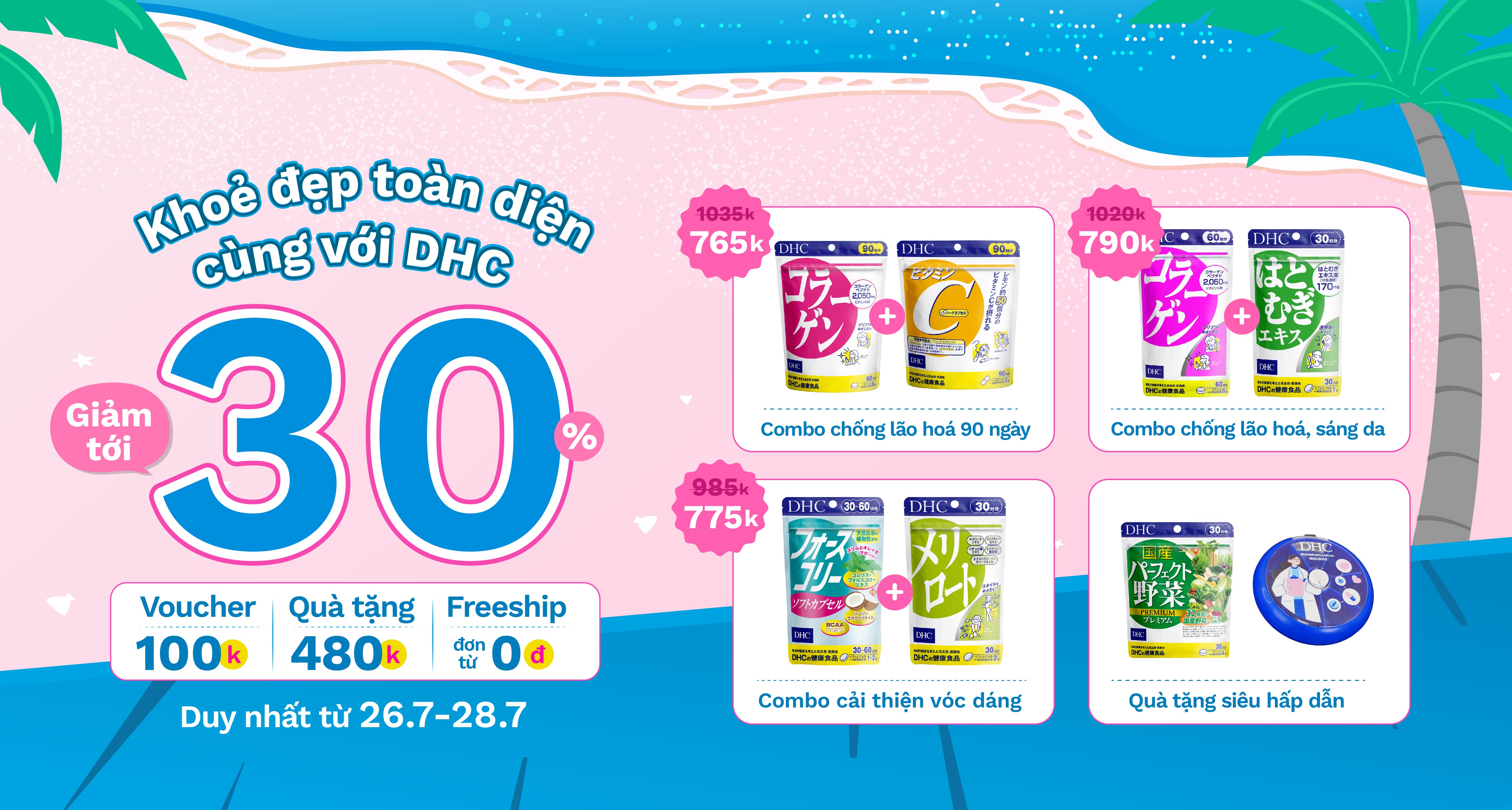 Giảm 30% BST thực phẩm chức năng DHC siêu HOT