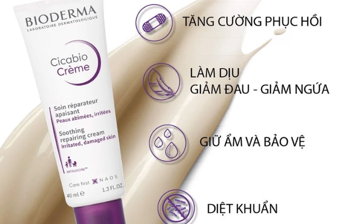 Kem dưỡng phục hồi da Bioderma Cicabio Crème Soothing Repairing Cream hỗ trợ làm dịu da hiệu quả