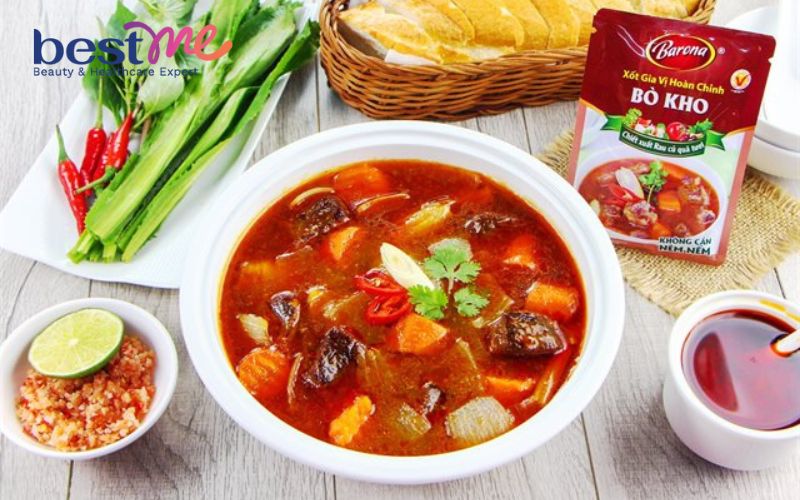 Thịt bò sốt vang với gói gia vị