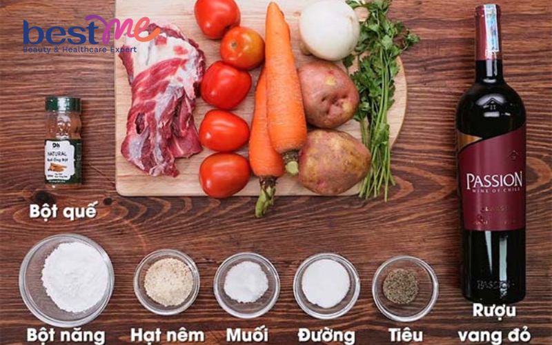 Nguyên liệu của món bò sốt vang