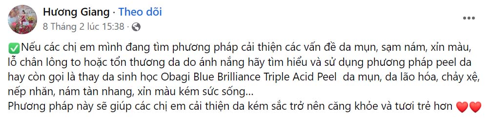 Đánh giá của người dùng về Obagi Clinical Blue Brilliance Triple Acid Peel 