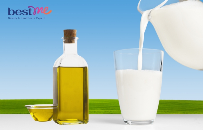 Dưỡng da toàn thân bằng dầu oliu và sữa tươi