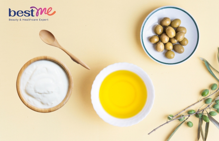 Dưỡng da toàn thân bằng dầu oliu và sữa chua