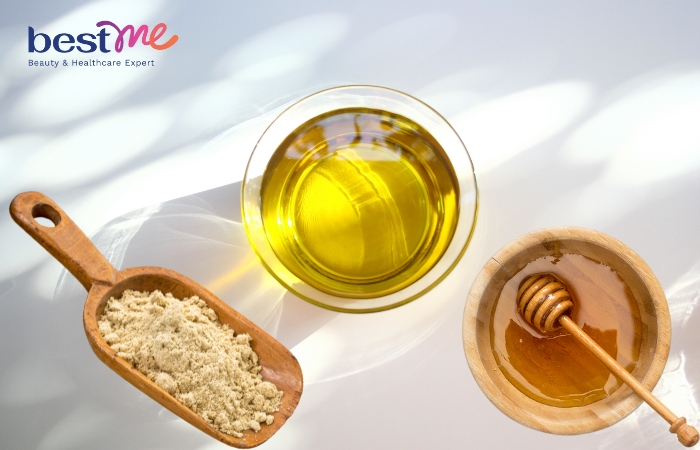 Dưỡng trắng da toàn thân bằng dầu oliu, cám gạo và mật ong