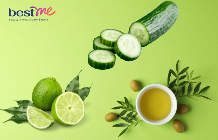 Dưỡng da toàn thân bằng dầu oliu mix với chanh và dưa leo