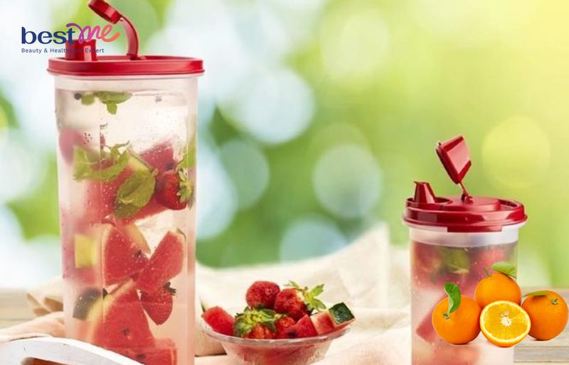 Nước detox dưa hấu và dâu tây, bạc hà