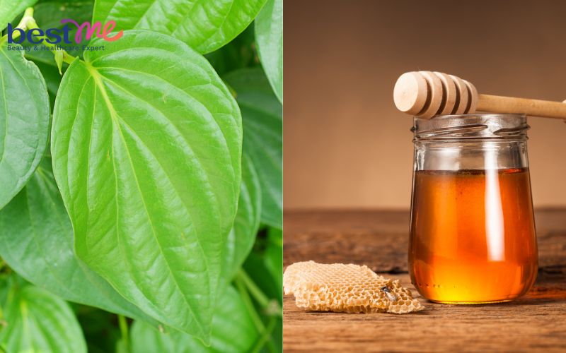 Kết hợp lá trầu không với mật ong giúp cấp ẩm và làm mềm da