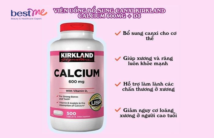 Canxi Kirkland Calcium 600mg + D3