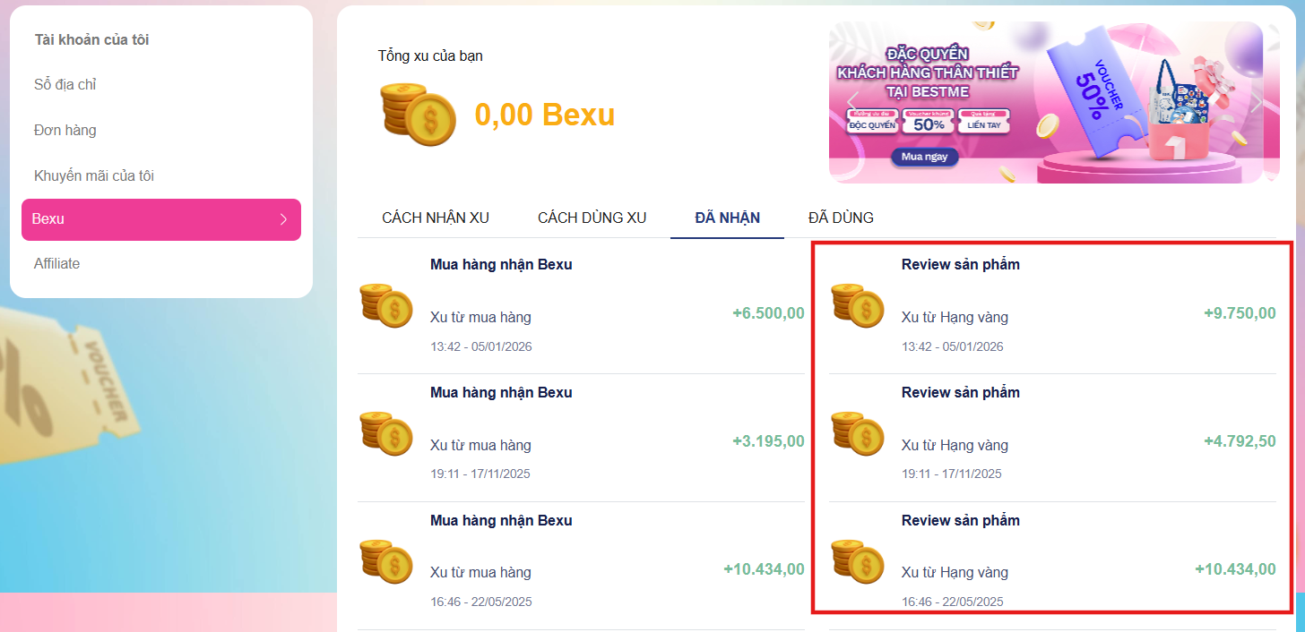 chính sách hạng thành viên bestme