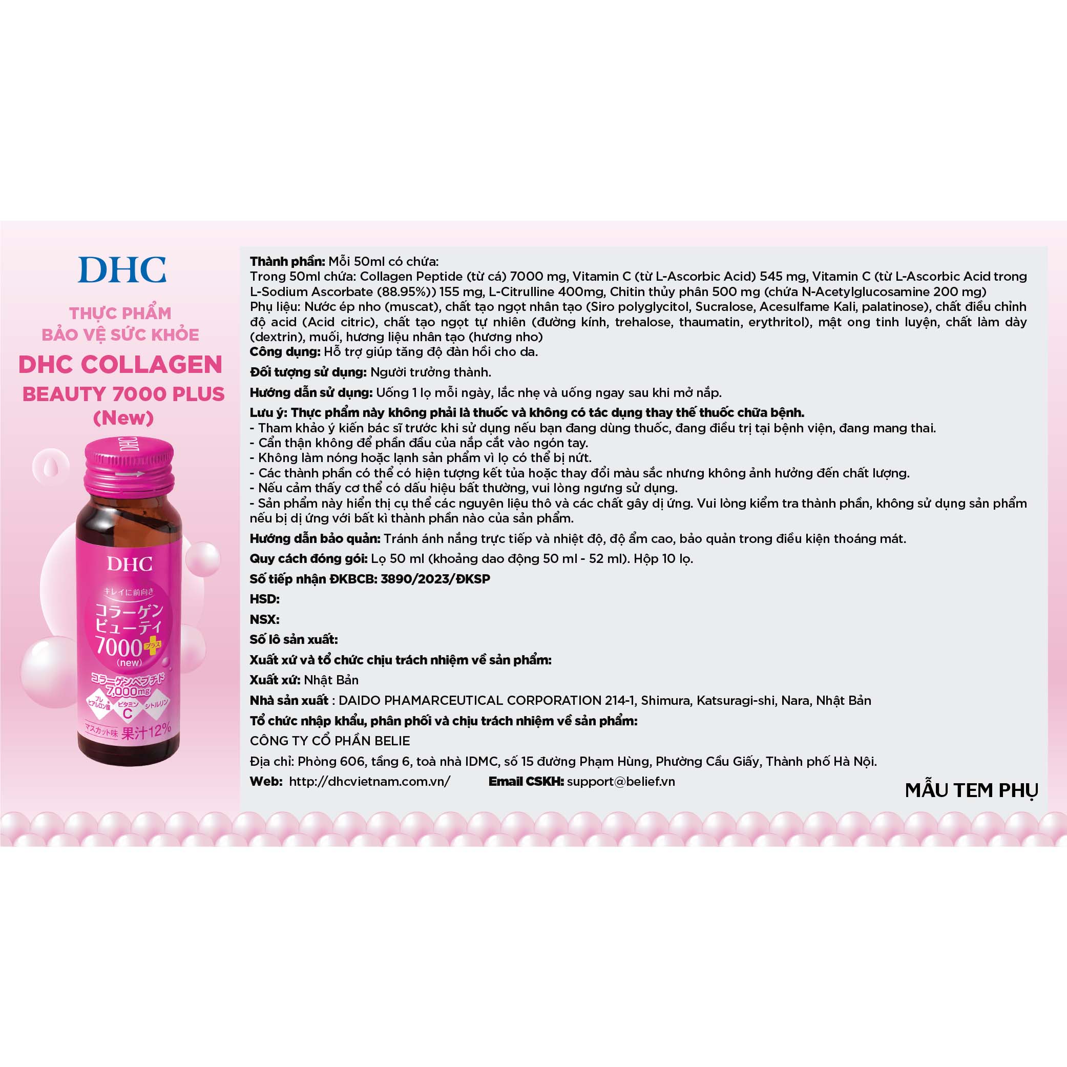 Thực phẩm bảo vệ sức khỏe DHC Collagen Beauty 7000 Plus (New)