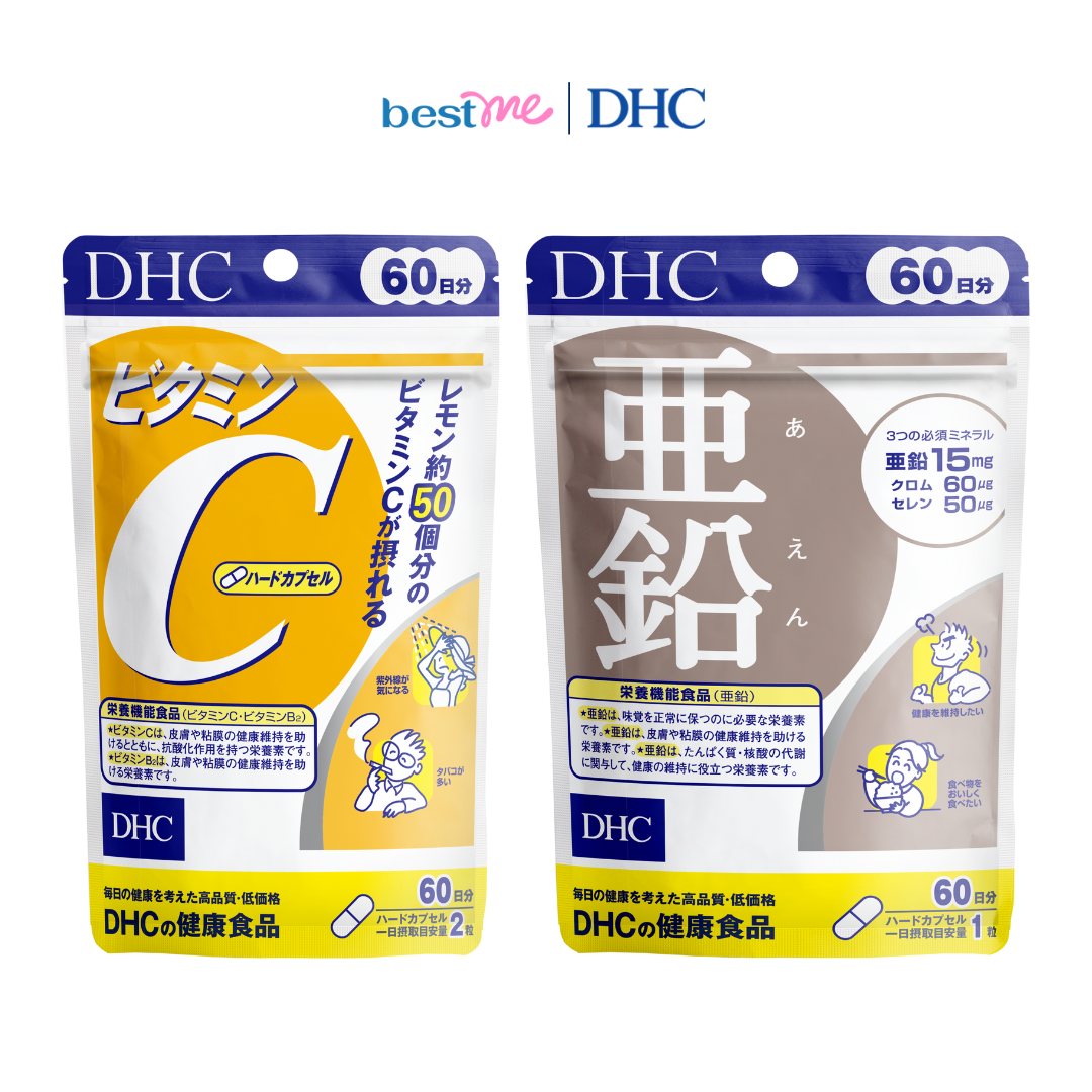Combo thực phẩm bảo vệ sức khỏe DHC Zinc + DHC Vitamin C Hard Capsule
