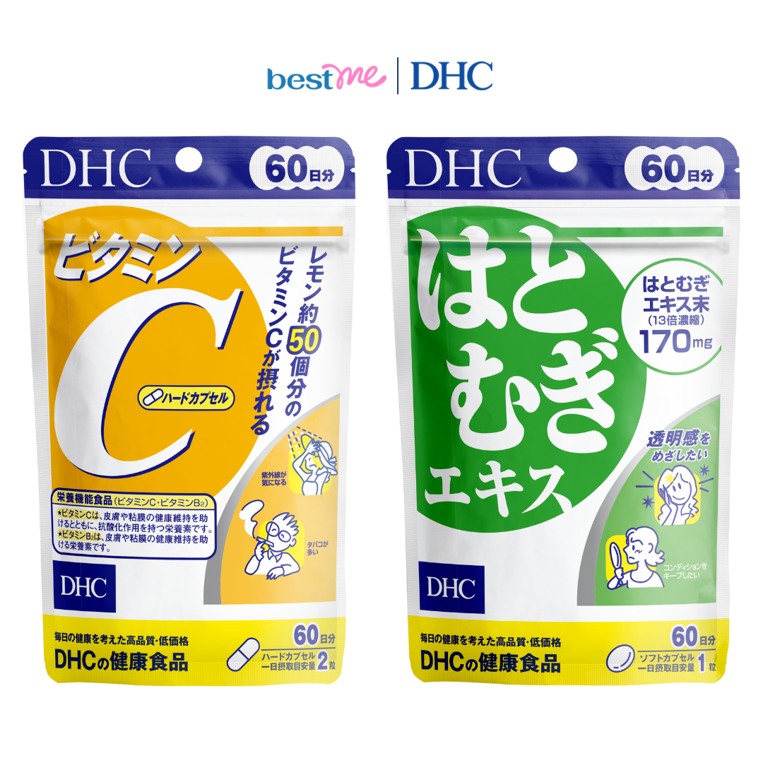 Combo thực phẩm bảo vệ sức khỏe DHC Vitamin C Hard Capsule + DHC Adlay Extract