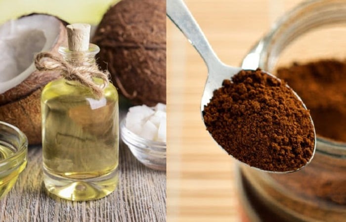 Bã cà phê và dầu dừa là hỗn hợp giúp loại bỏ lớp tế bào chết và duy trì độ ẩm cho da