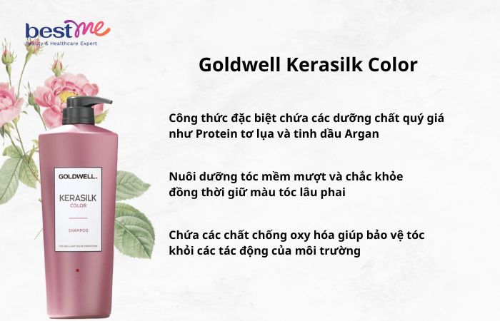 Dầu gội Goldwell Kerasilk Color được chiết xuất từ các thành phần tự nhiên và không chứa các hóa chất độc hại cho tóc và da đầu