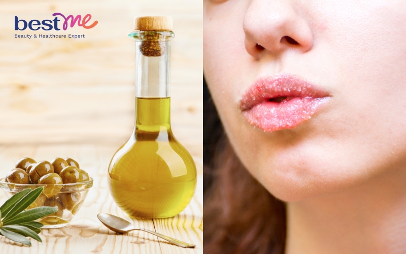 Dầu oliu có khả năng thanh tẩy da chết nhẹ nhàng giúp làm sạch môi và hạn chế tình trạng bong tróc