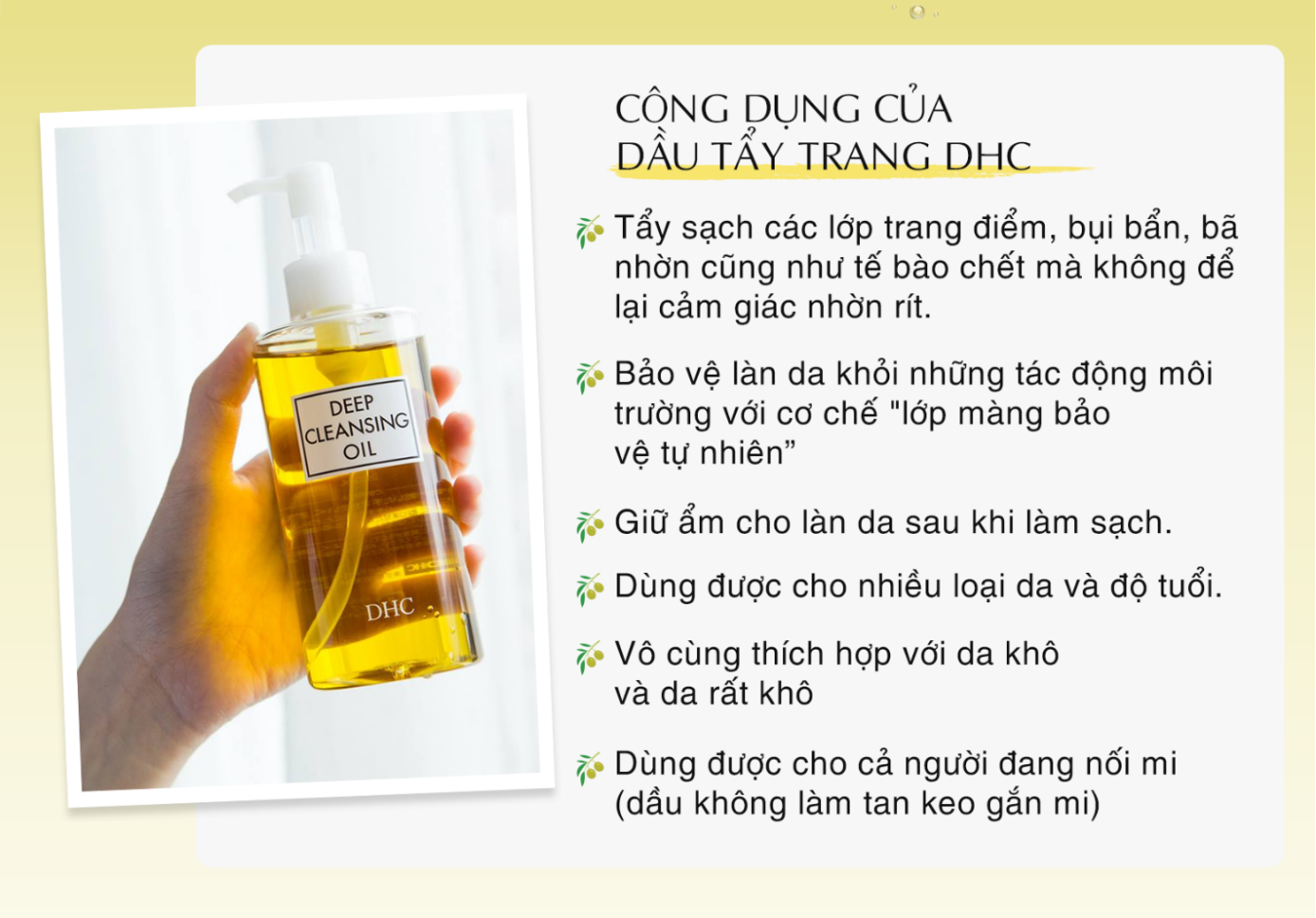 Công dụng của dầu tẩy trang olive DHC Deep Cleansing Oil