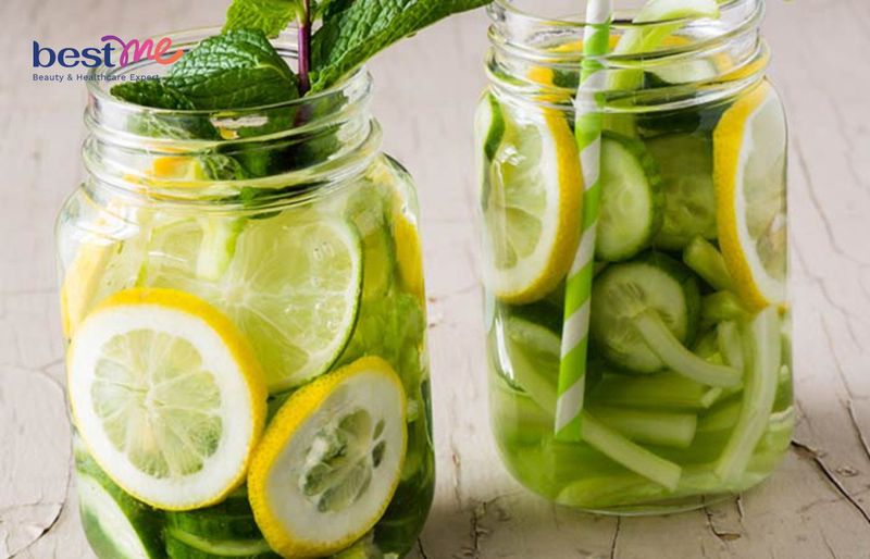 Detox chanh và dưa chuột giảm mỡ bụng