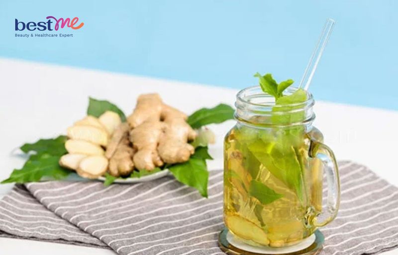 Detox giảm mỡ bụng trà xanh và gừng