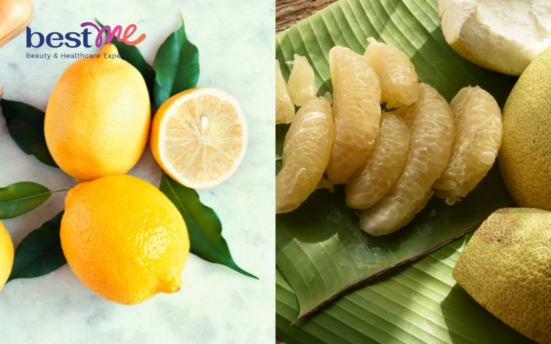 Sử dụng nước detox kết hợp giữa chanh và bưởi giúp hỗ trợ đốt cháy mỡ thừa