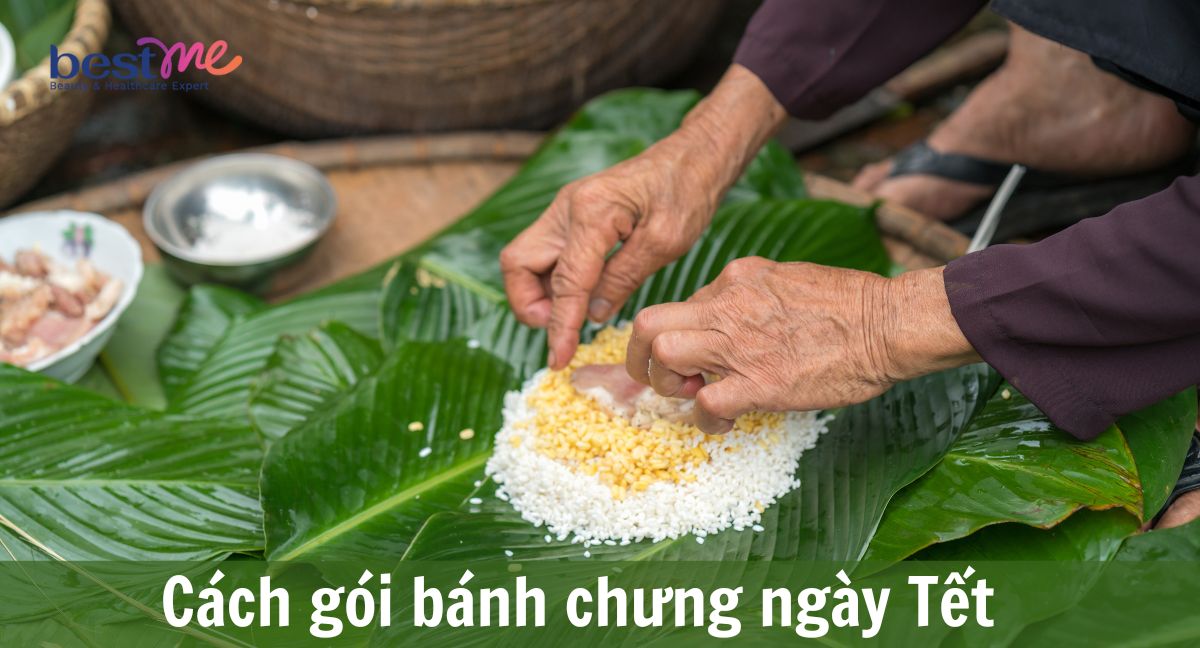 Hướng dẫn cách gói bánh chưng ngày Tết đơn giản 