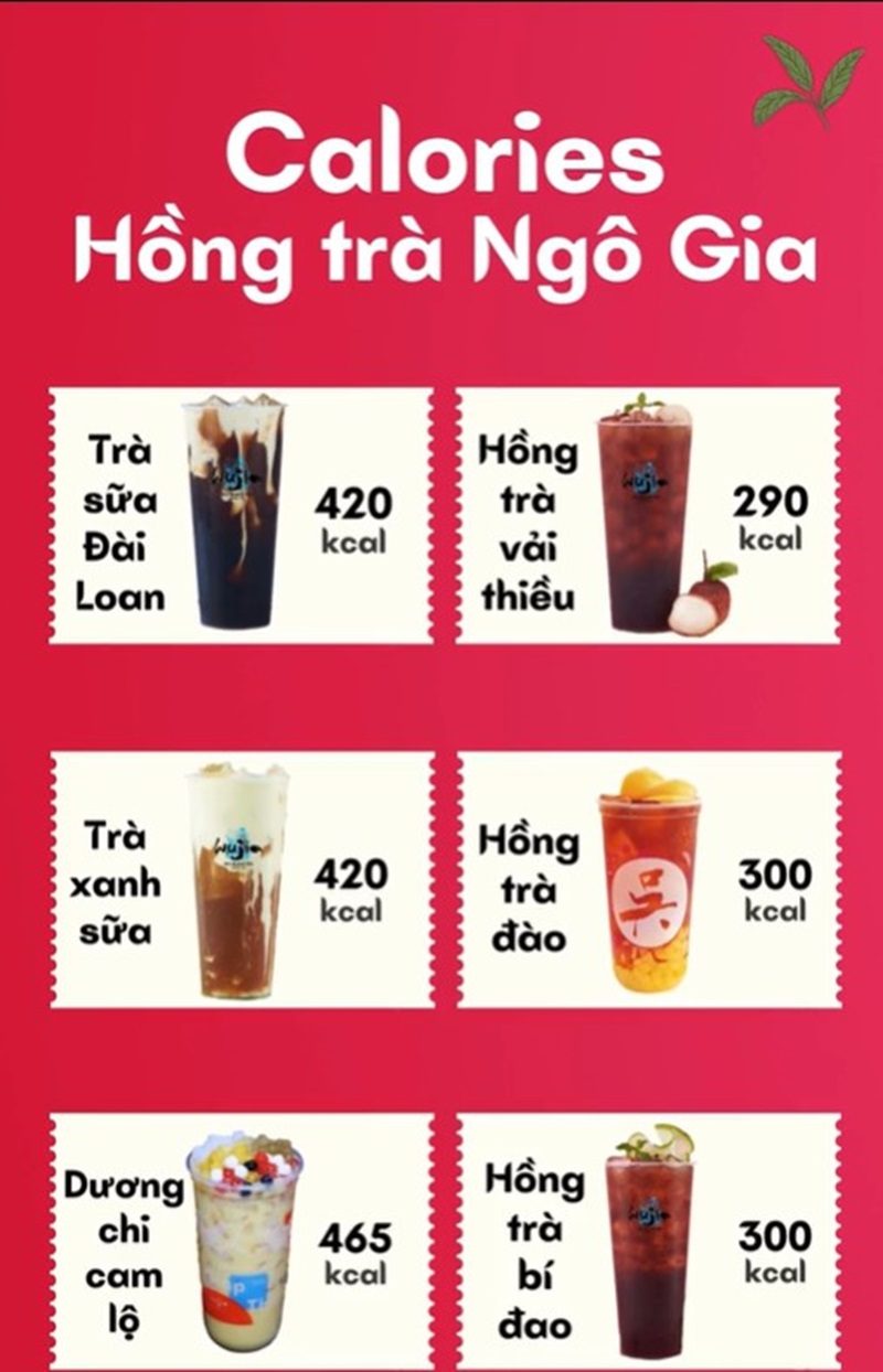 Hồng trà Ngô Gia bao nhiêu calo