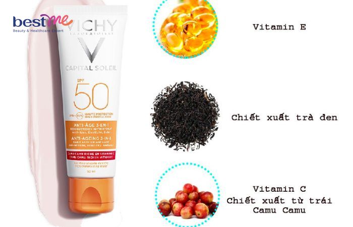 Kem chống nắng cho da khô Vichy Capital Soleil Anti-Ageing 3-In-1