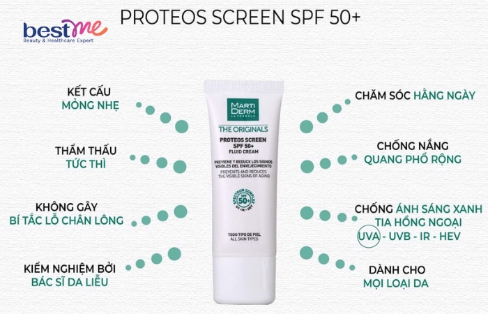 Kem chống nắng cho da nhạy cảm MartiDerm The Originals Proteos Screen 