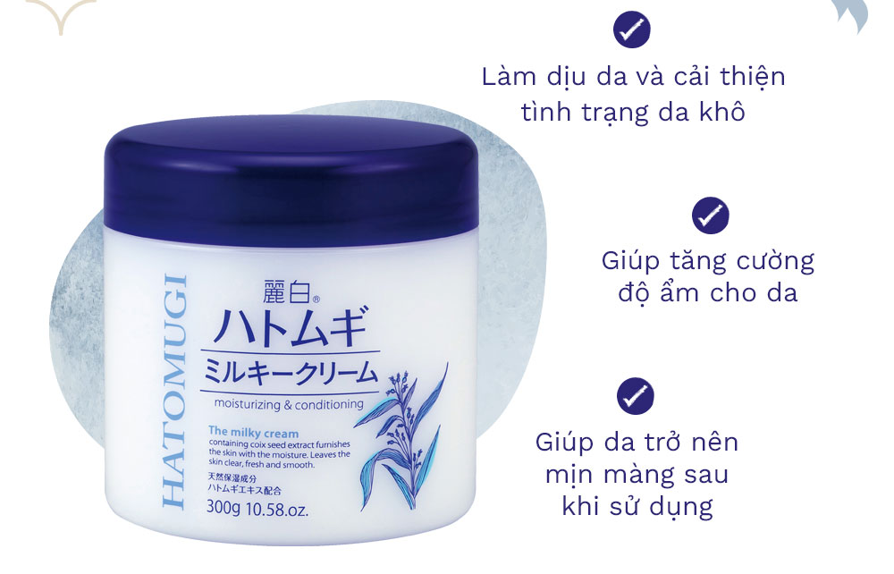 Công dụng của Kem dưỡng ẩm ý dĩ Reihaku Hatomugi Milky Cream