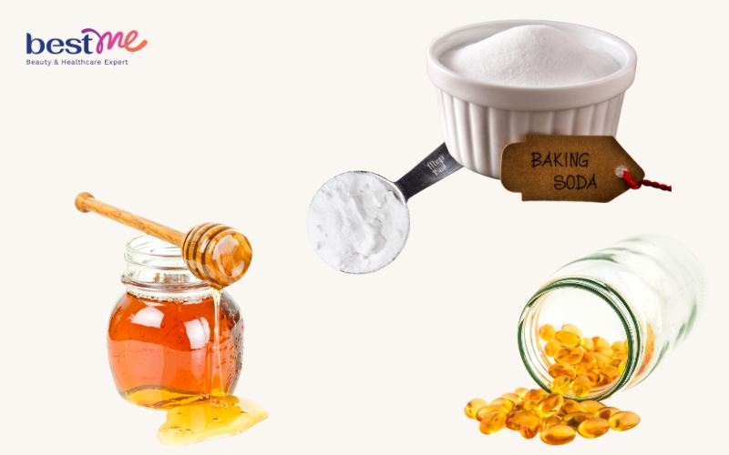 Mặt nạ làm đẹp da bằng vitamin E + mật ong + baking soda