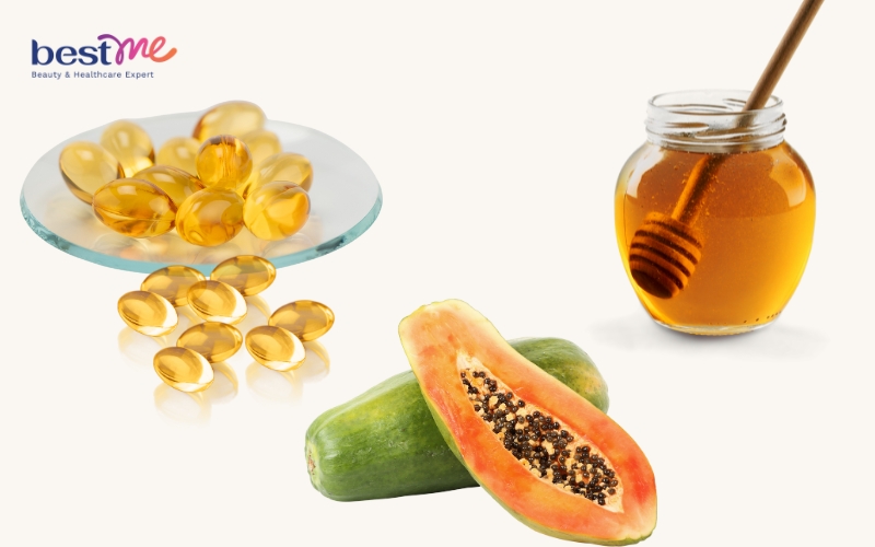 Đắp mặt nạ vitamin E + mật ong + đu đủ làm đẹp da