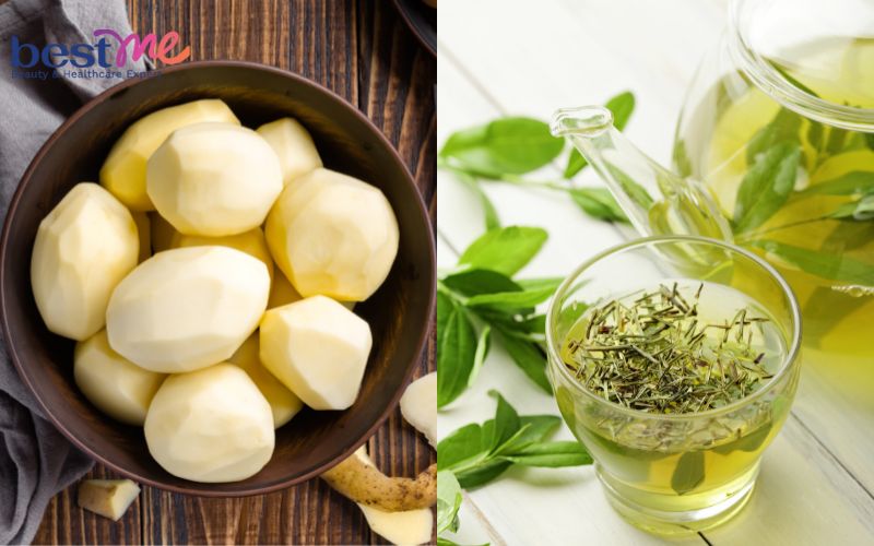 Mặt nạ làm từ khoai tây và trà xanh 