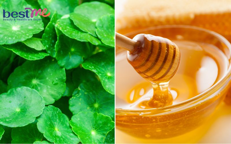 Kết hợp rau má mật ong đắp mặt nạ