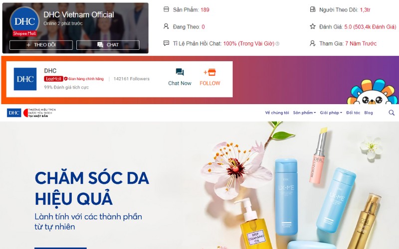 Tìm mua mỹ phẩm DHC chính hãng tại các gian hàng chính hãng của thương hiệu