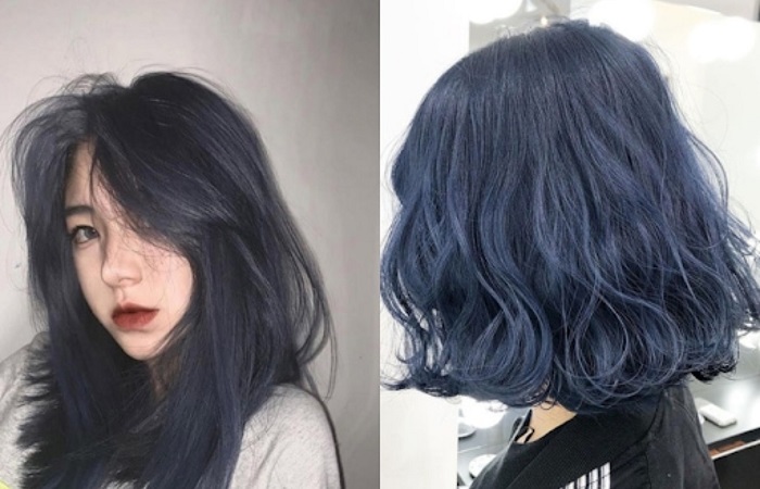 Tóc ngắn hay tóc dài đều vô cùng hợp màu xanh dương khói