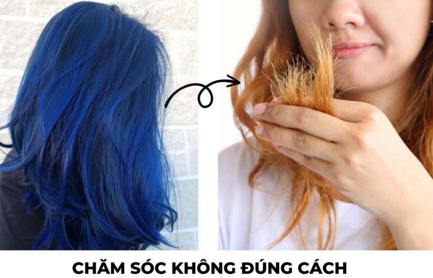 Giải đáp] Nhuộm màu tóc xanh dương phai ra màu gì?