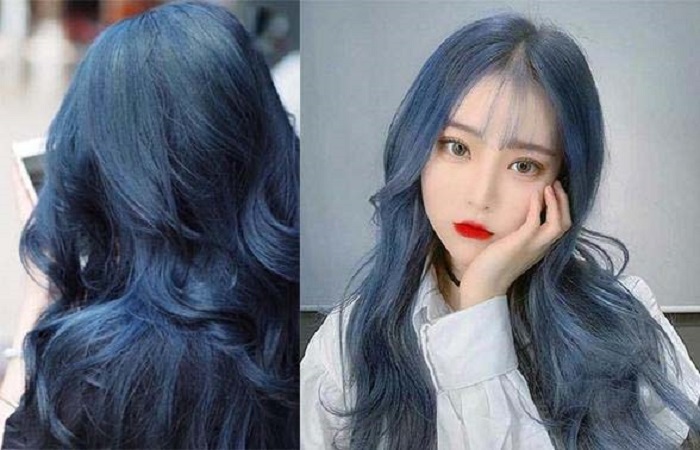 Tổng hợp Hình ảnh nhuộm tóc màu xanh dương khói đẹp cho nam nữ