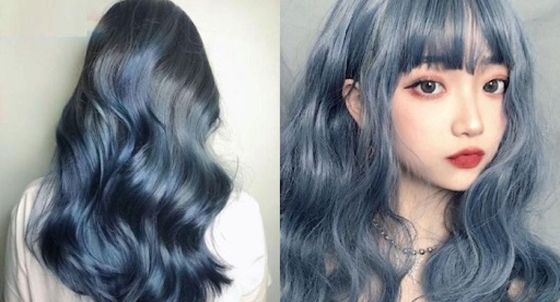 [Tổng hợp] Hình ảnh nhuộm tóc màu xanh dương khói đẹp cho nam nữ