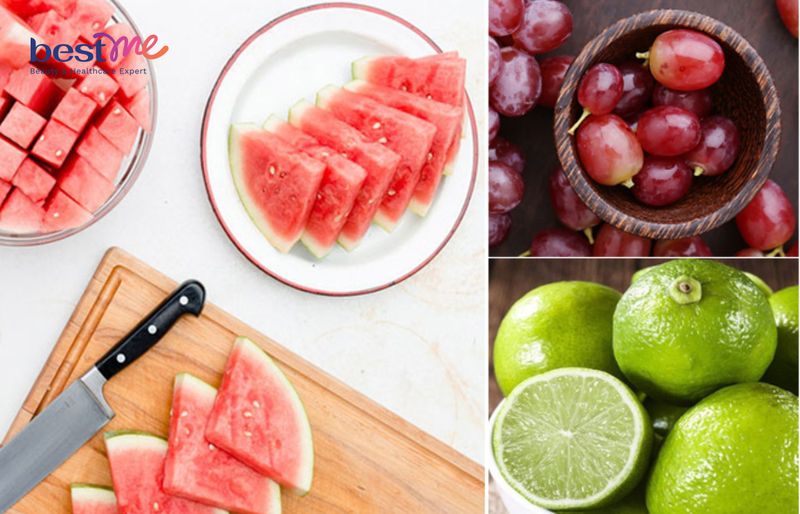 Nước detox giảm cân dưa hấu, nho, chanh