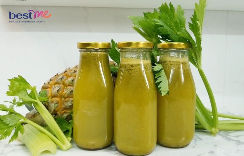 Nước ép dứa kết hợp với cần tây giảm mỡ bụng