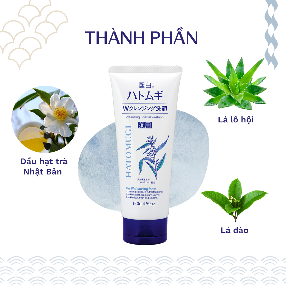 Sữa Rửa Mặt, Tẩy Trang 2 Trong 1 Reihaku Hatomugi W Cleansing Foam (130g)