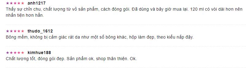 Một vài đánh giá của khách hàng mua sản phẩm trên website Bestme