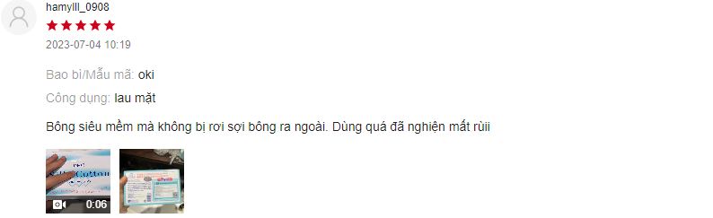 Review bông tẩy trang DHC trên shopee