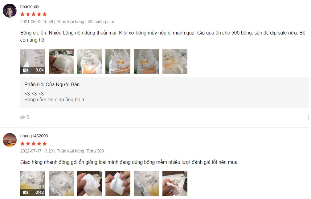 Review chất lượng bông tẩy trang Tetra Le Soin Laretat Pur 600 miếng - 3